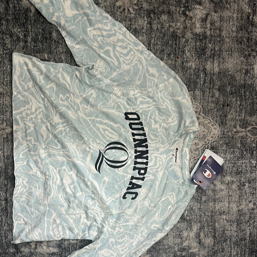 Champion Light Blue and White Long Sleeve Tee